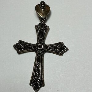 Sterling Silver Cross with Marcasite. 1.75 inches long